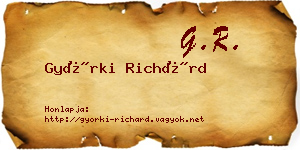 Györki Richárd névjegykártya